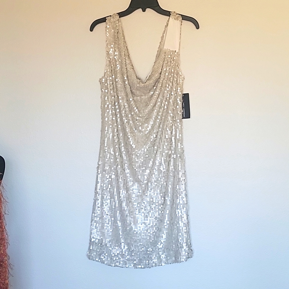 VINTAGE Nick Verreos Sequined Ivory Dress PRICE FIRM